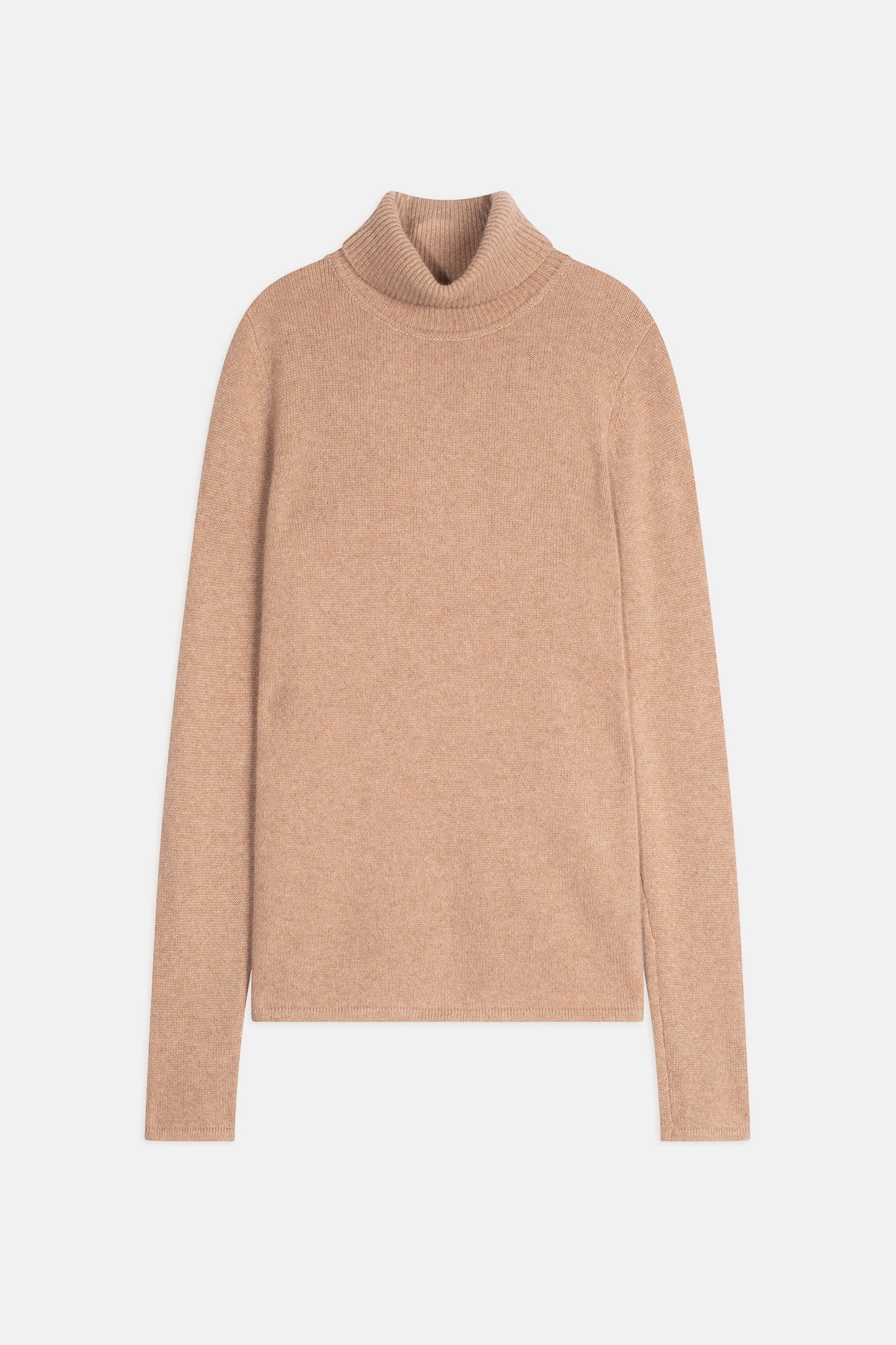 linda pull col roulé 4 fils camel chiné 100% cachemire