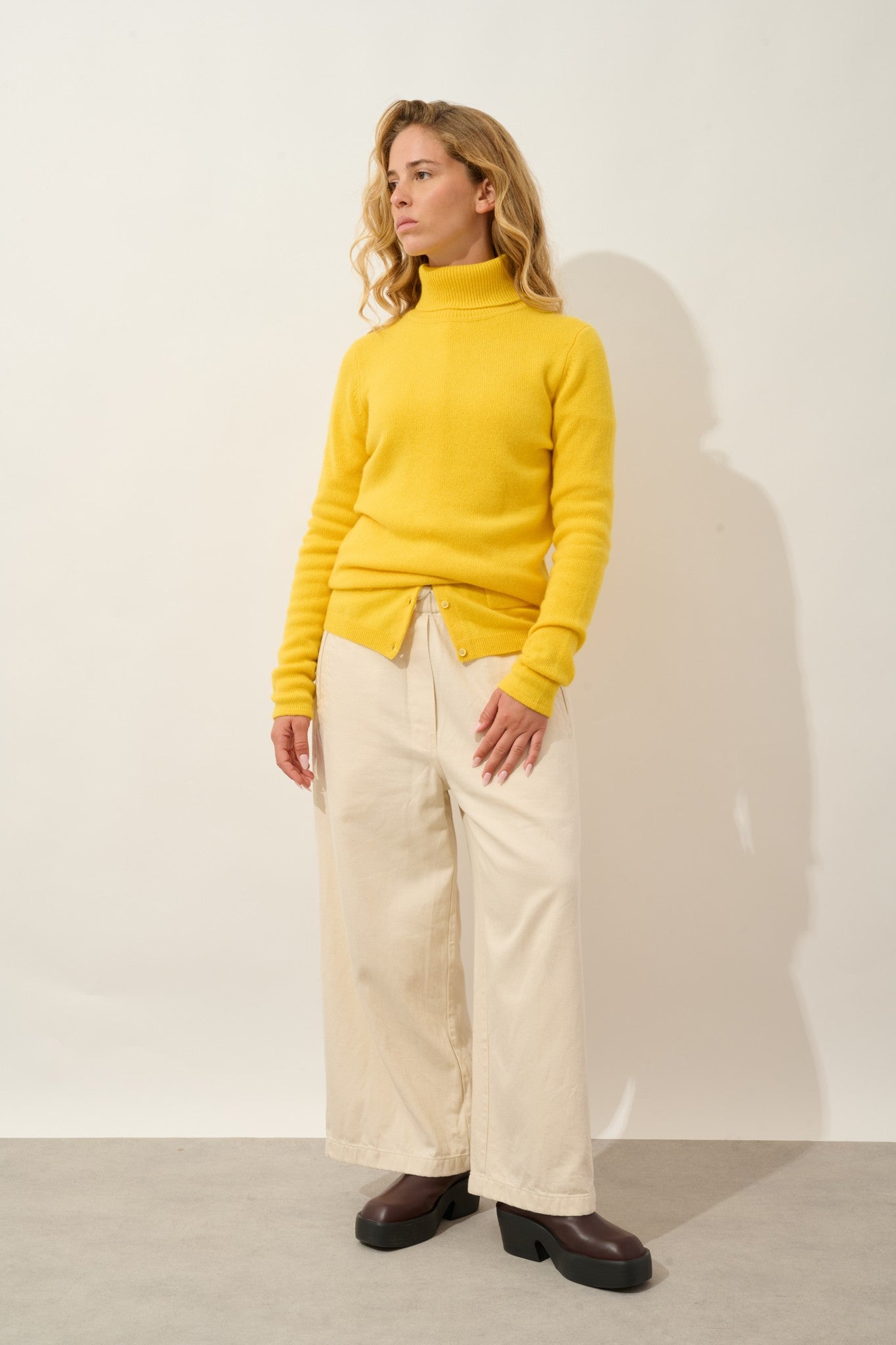 linda pull col roulé 4 fils cédrat 100% cachemire