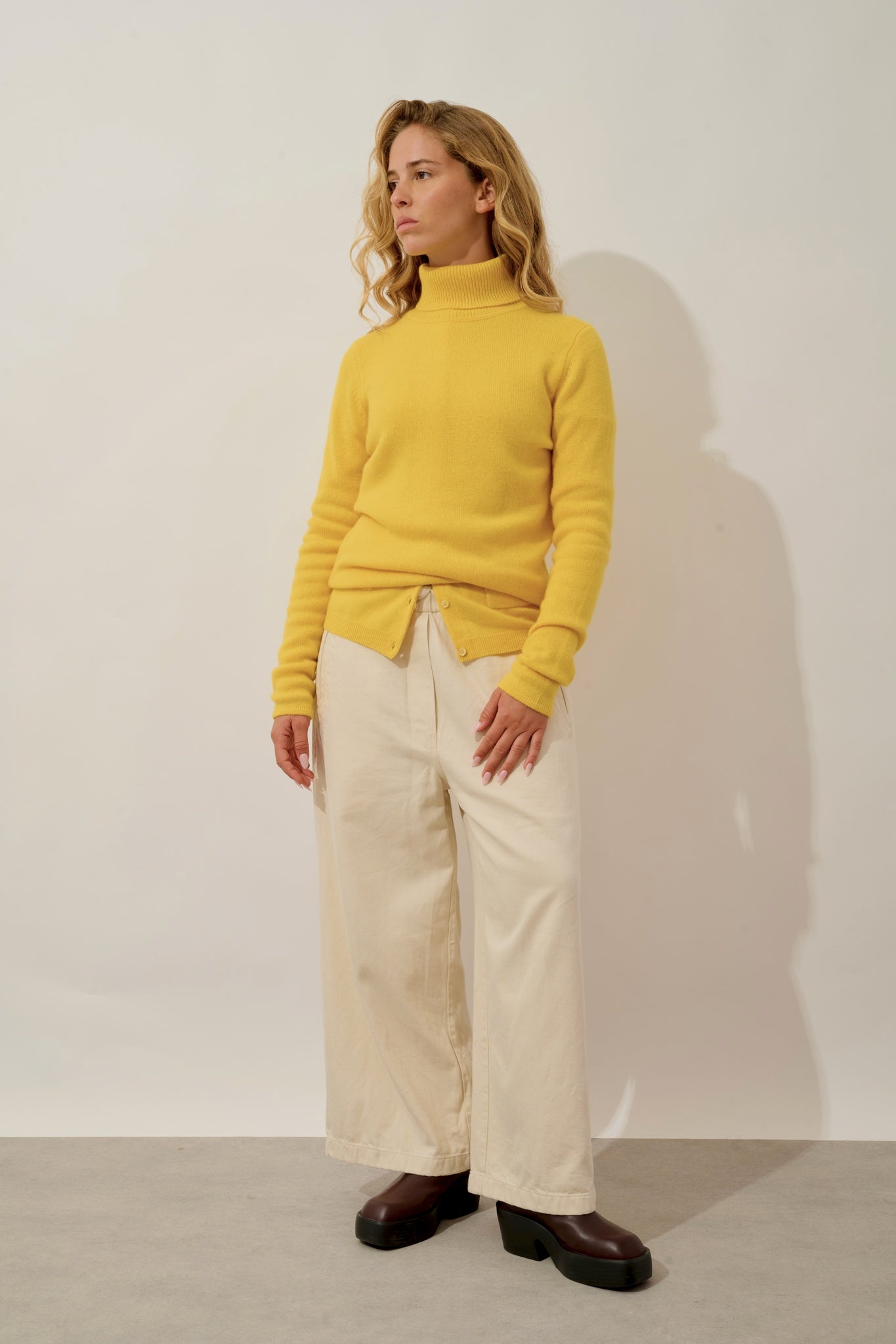 LINDA pull col roulé 4 fils cédrat 100% cachemire