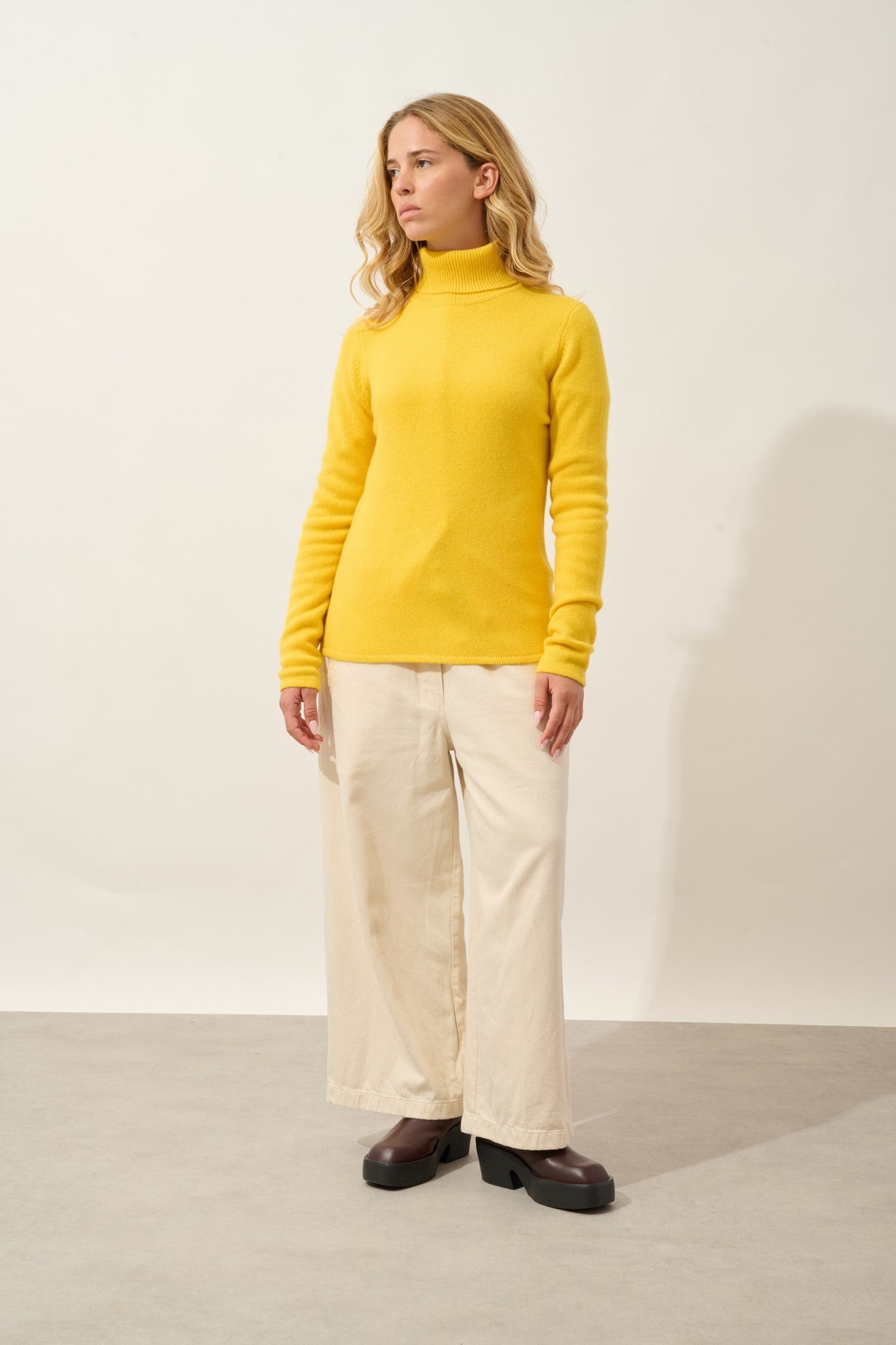 linda pull col roulé 4 fils cédrat 100% cachemire