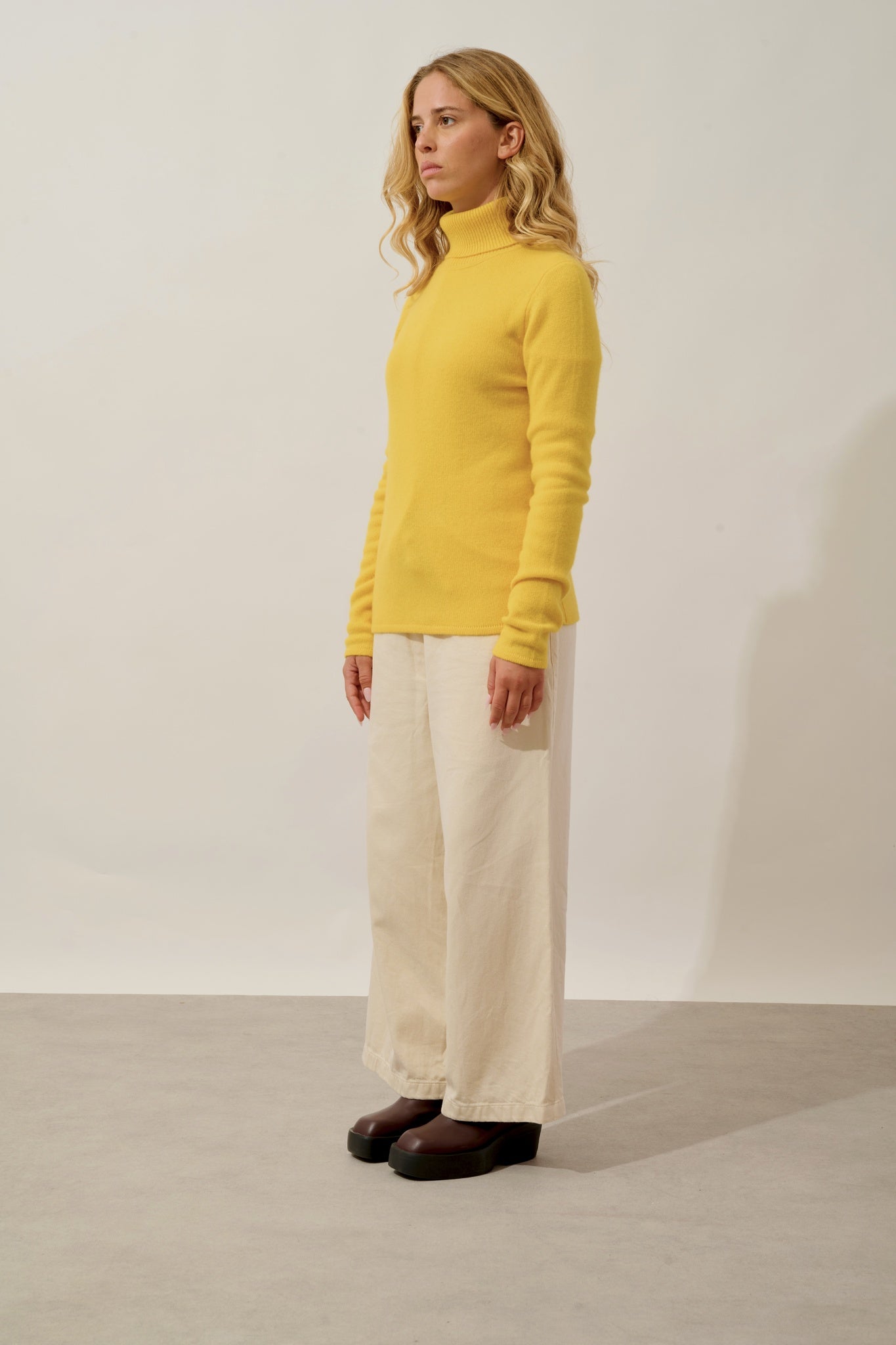 LINDA pull col roulé 4 fils cédrat 100% cachemire