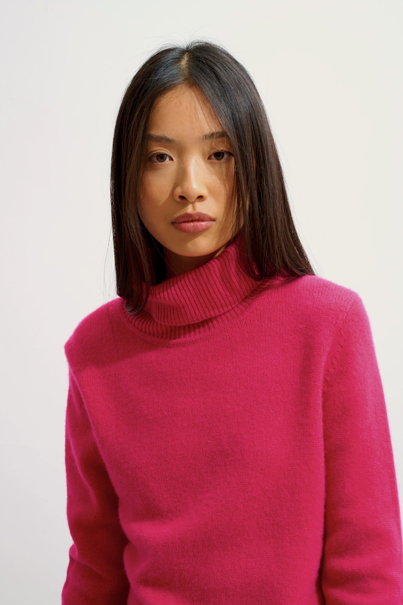 LINDA Rollkragenpullover 4-fädig fuchsia 100% Kaschmir