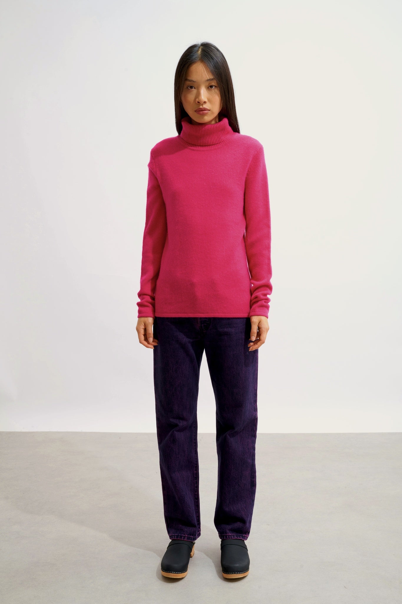 LINDA Rollkragenpullover 4-fädig fuchsia 100% Kaschmir