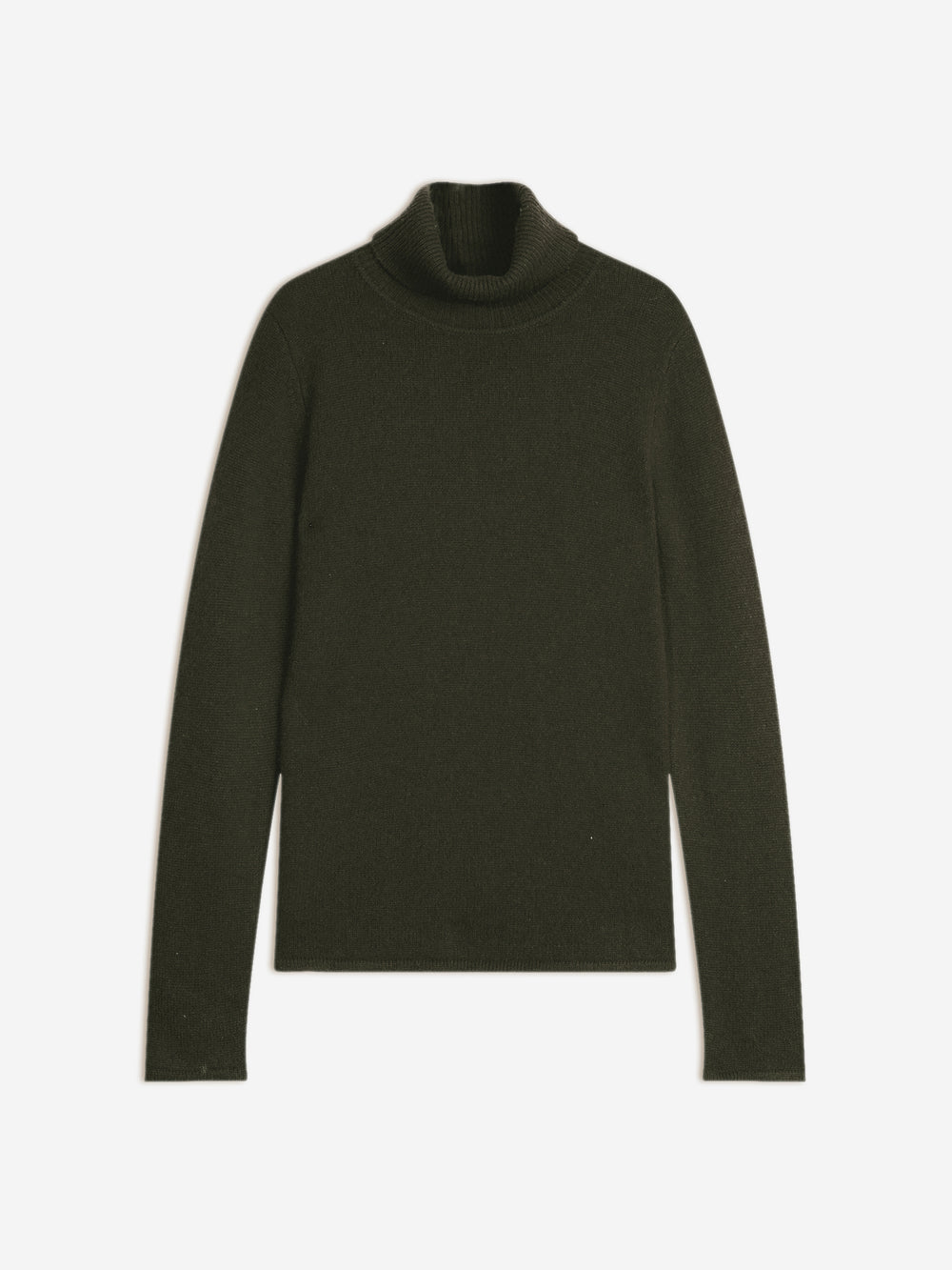 LINDA 4-fädiger Khaki Rollkragenpullover 100% Kaschmir