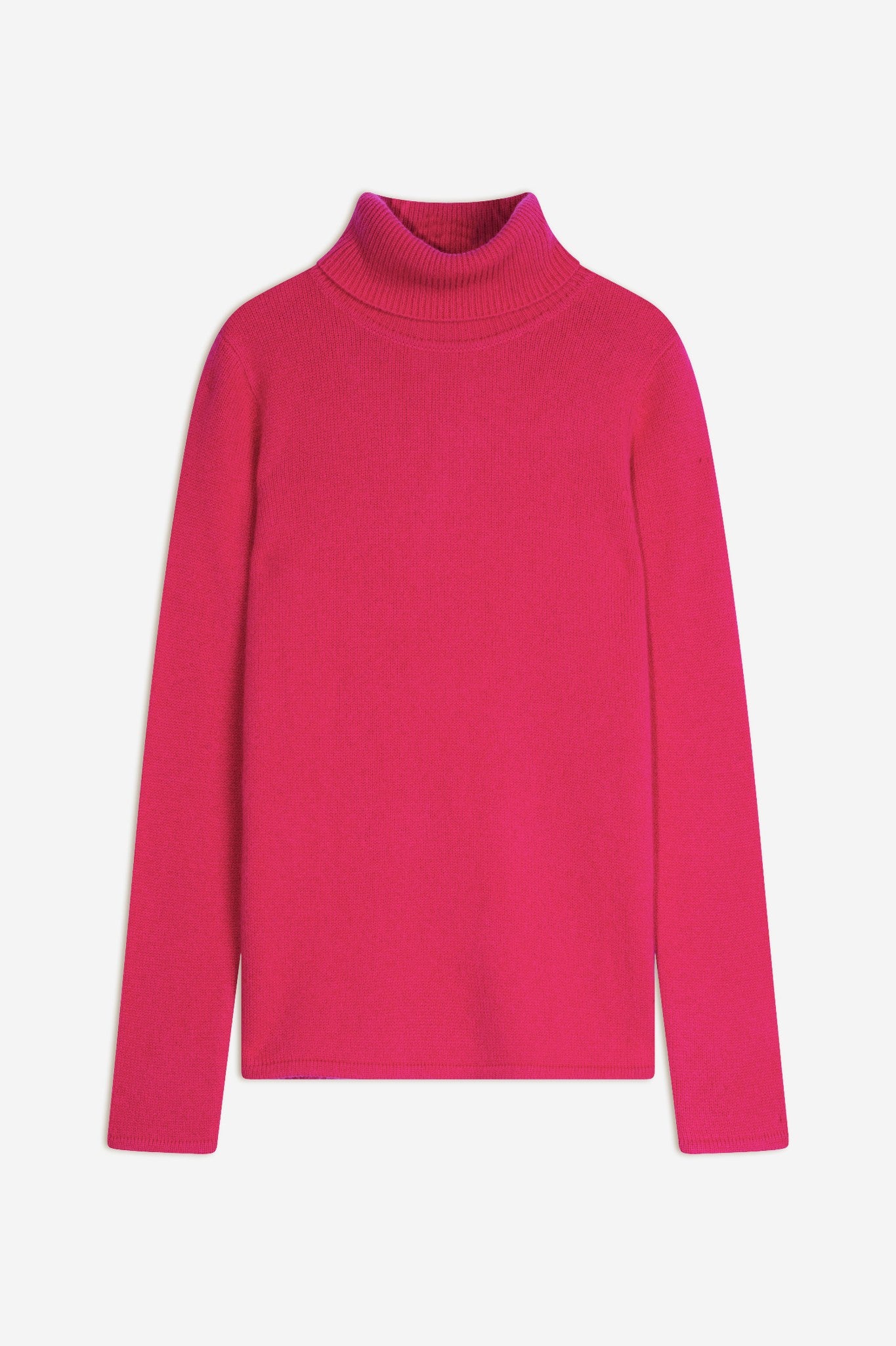 linda pull col roulé 4 fils magenta red 100% cachemire