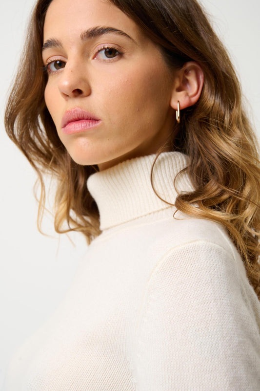 LINDA 4-thread snow turtleneck sweater 100% cashmere