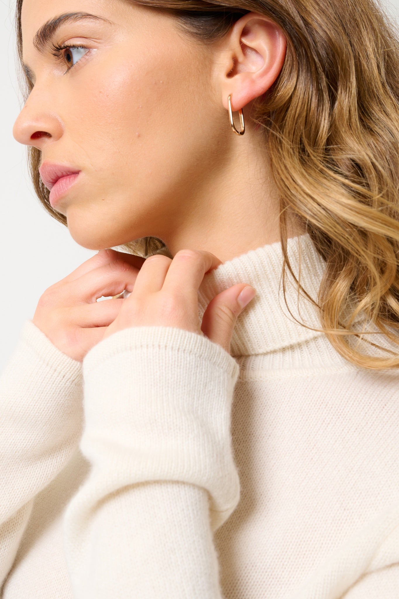 LINDA pull col roulé 4 fils neige 100% cachemire