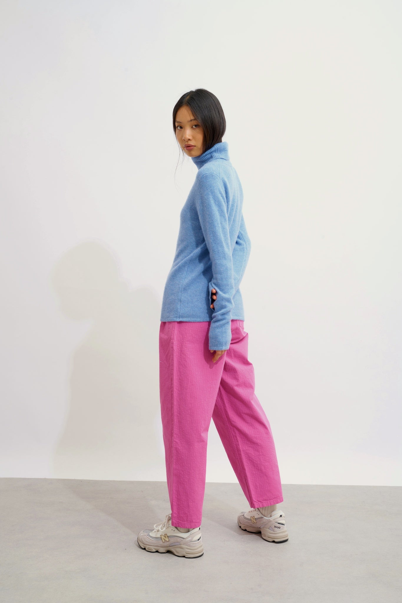 LINDA Rollkragenpullover 4 Fäden sky 100% Kaschmir