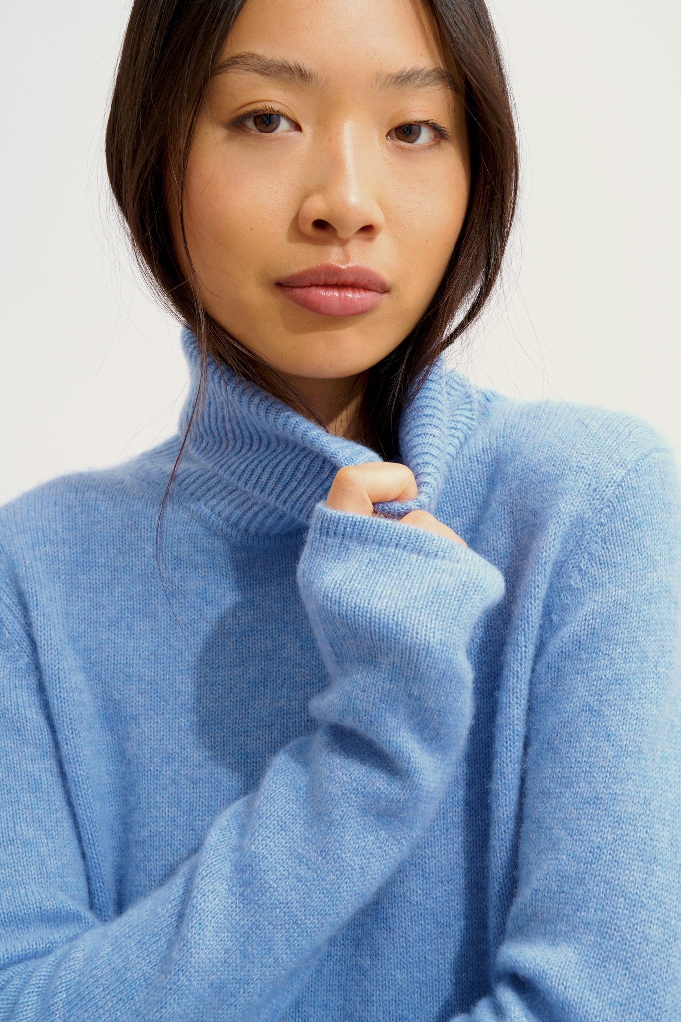 LINDA Rollkragenpullover 4 Fäden sky 100% Kaschmir