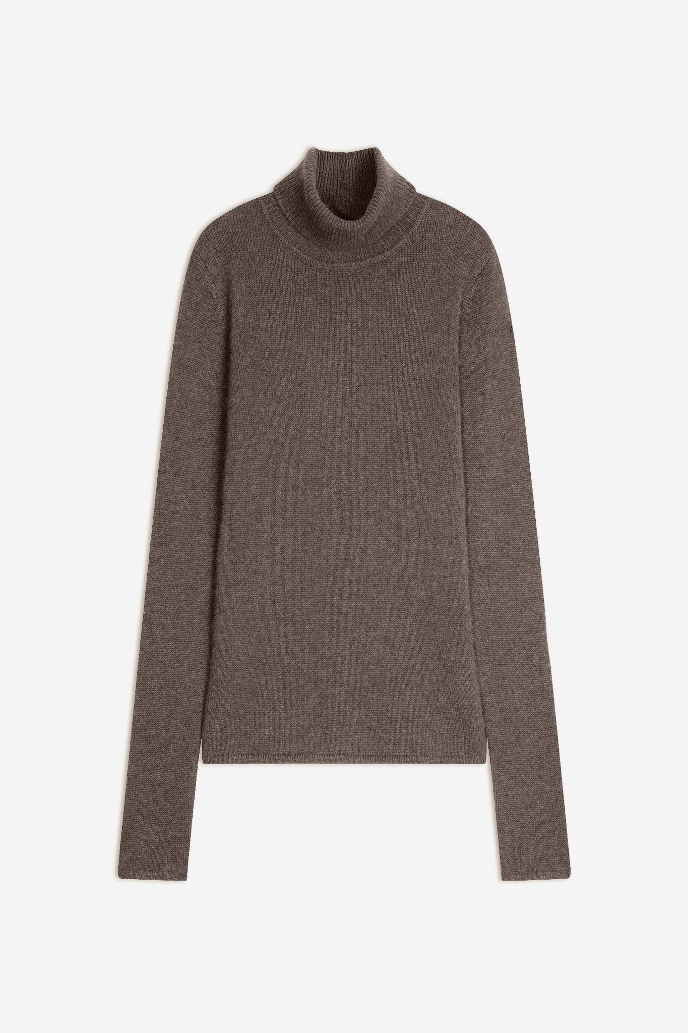 linda pull col roulé 4 fils taupe chiné 100% cachemire