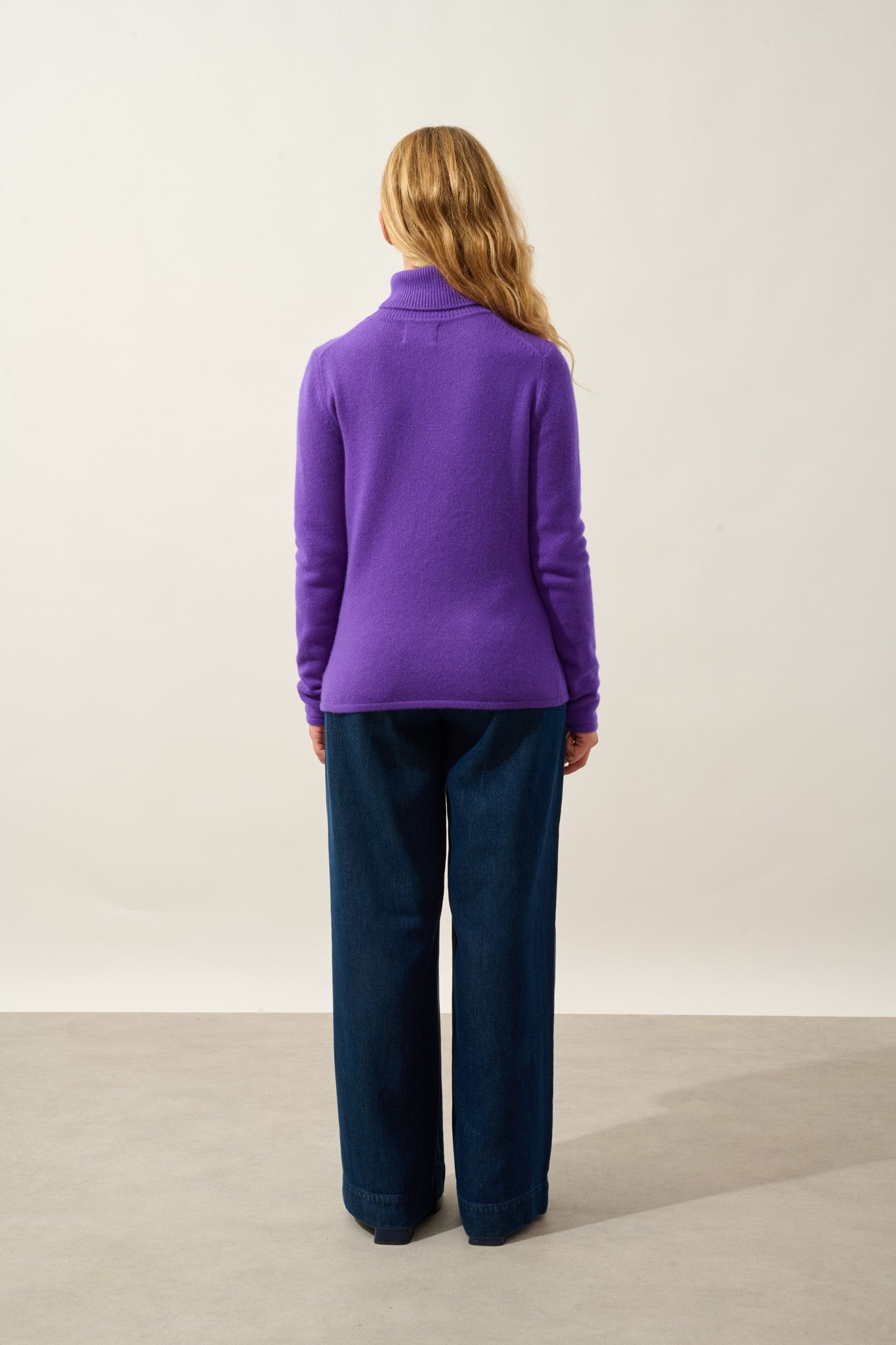 linda pull col roulé 4 fils ultra violet 100% cachemire