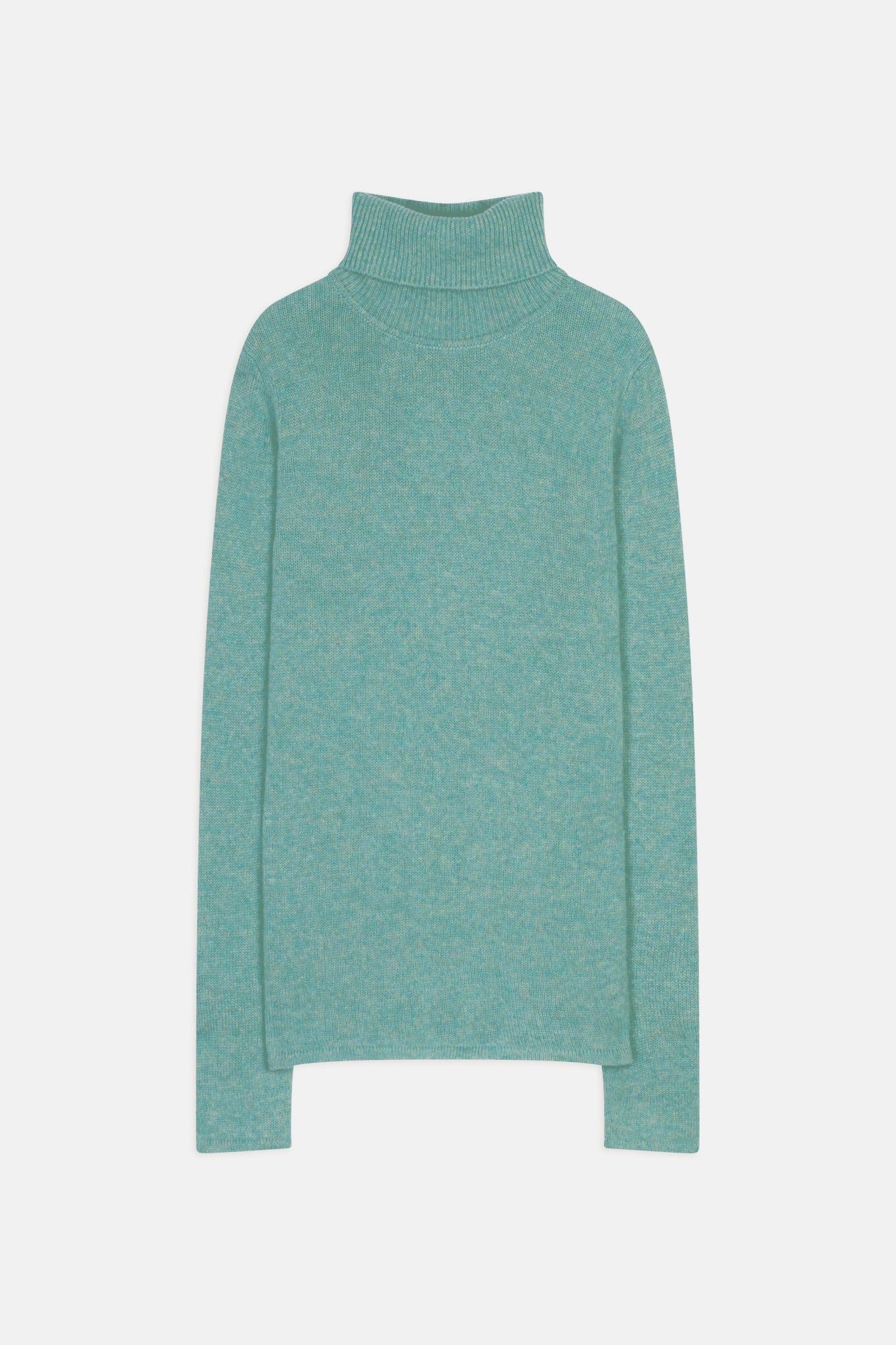 linda pull col roulé 4 fils vert chiné 100% cachemire