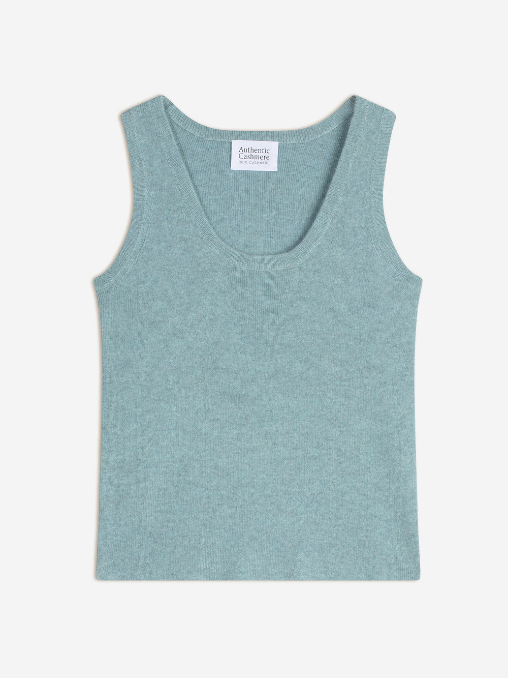 LINDSAY débardeur col u aqua chiné 100% cachemire