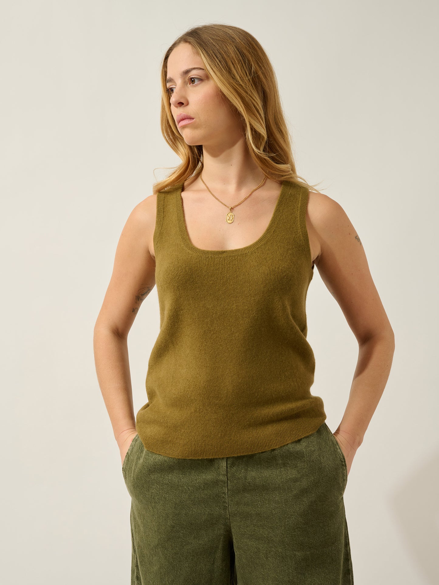 LINDSAY débardeur col u bronze 100% cachemire