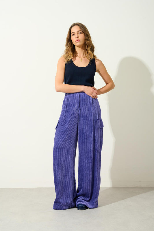 LINDSAY navy u-neck tank top 100% cashmere