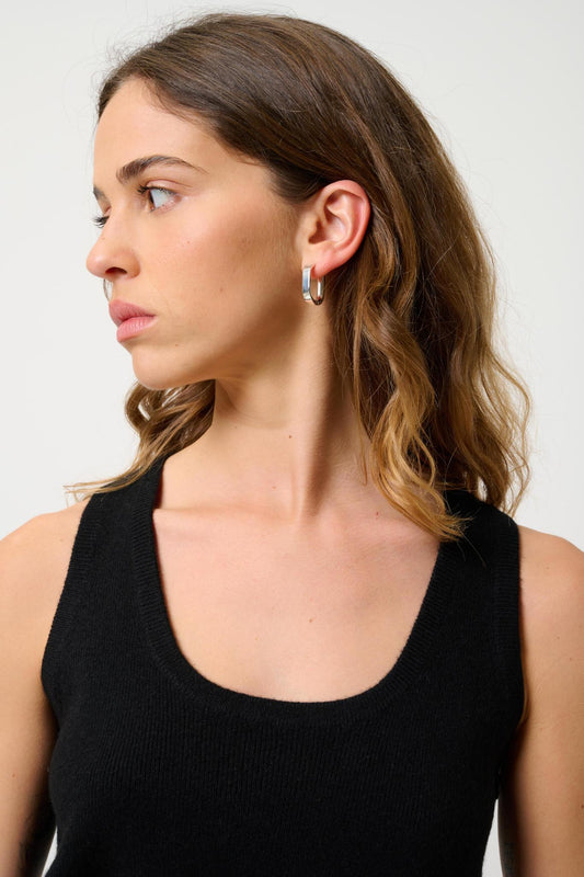 LINDSAY black u-neck tank top 100% cashmere