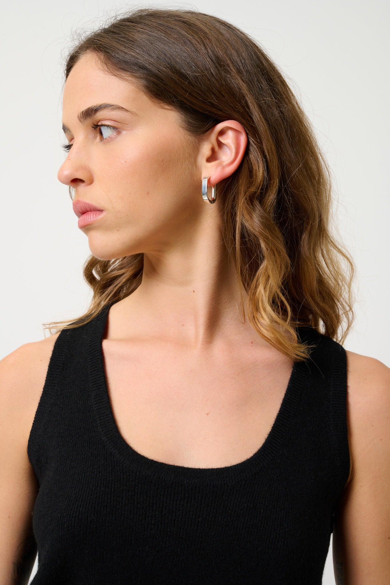 LINDSAY débardeur col u noir 100% cachemire