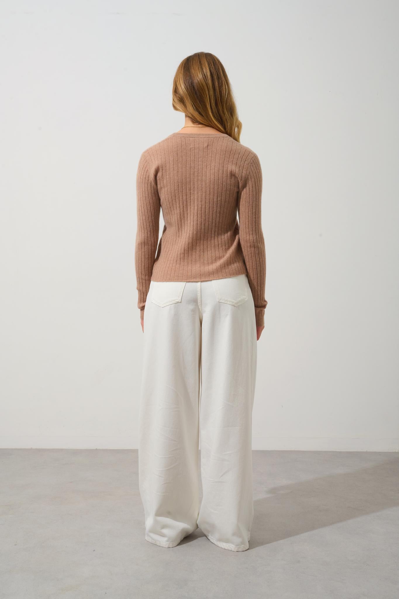 LISE camel v-neck cardigan 100% cashmere