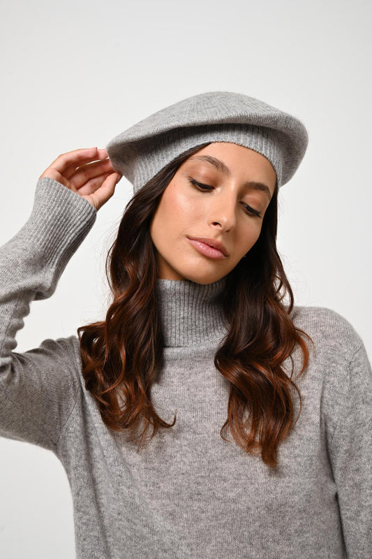 LIWI 4-thread beret cloud mottled 100% cashmere