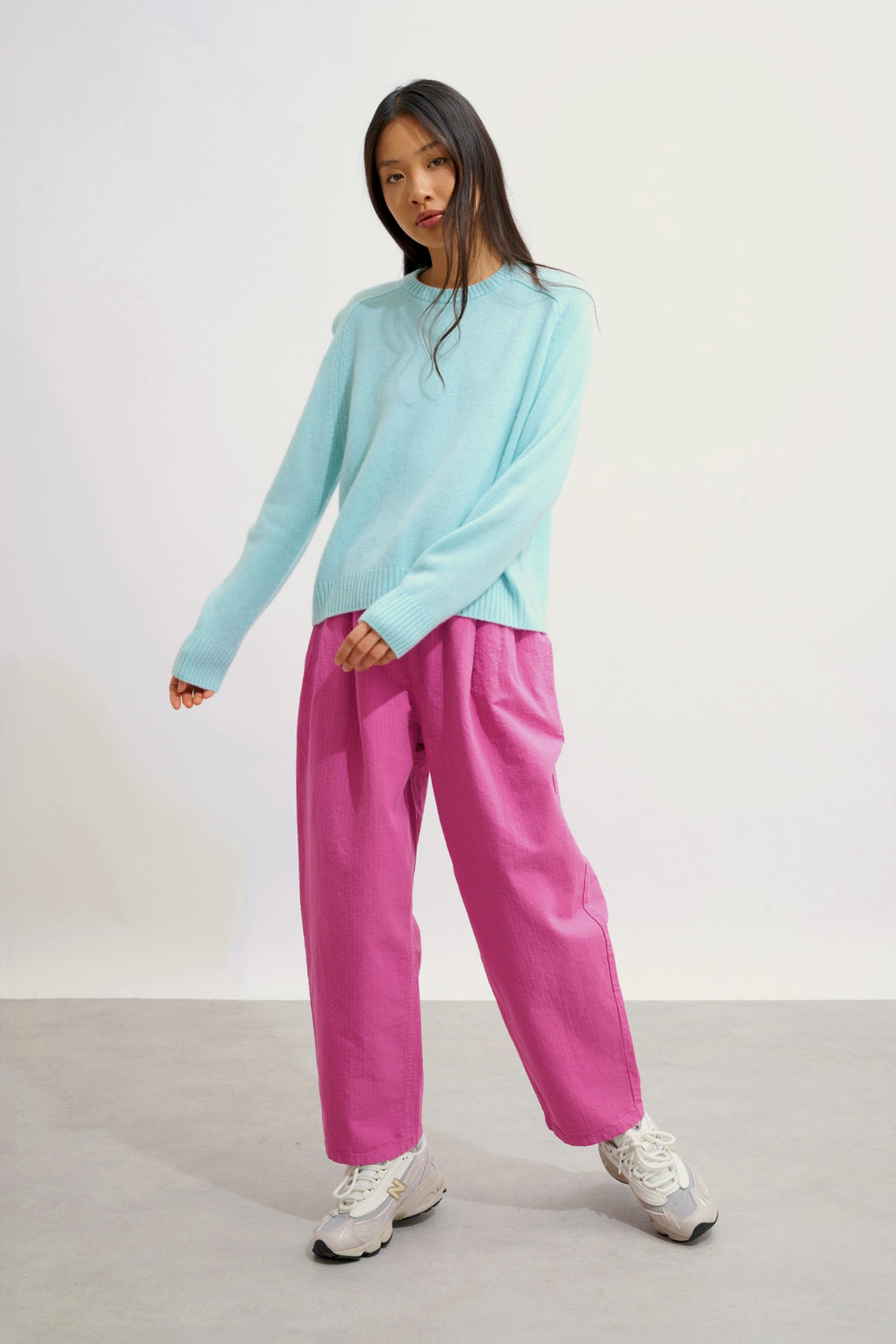 LORENA pull col rond 4 fils vert d'eau 100% cachemire