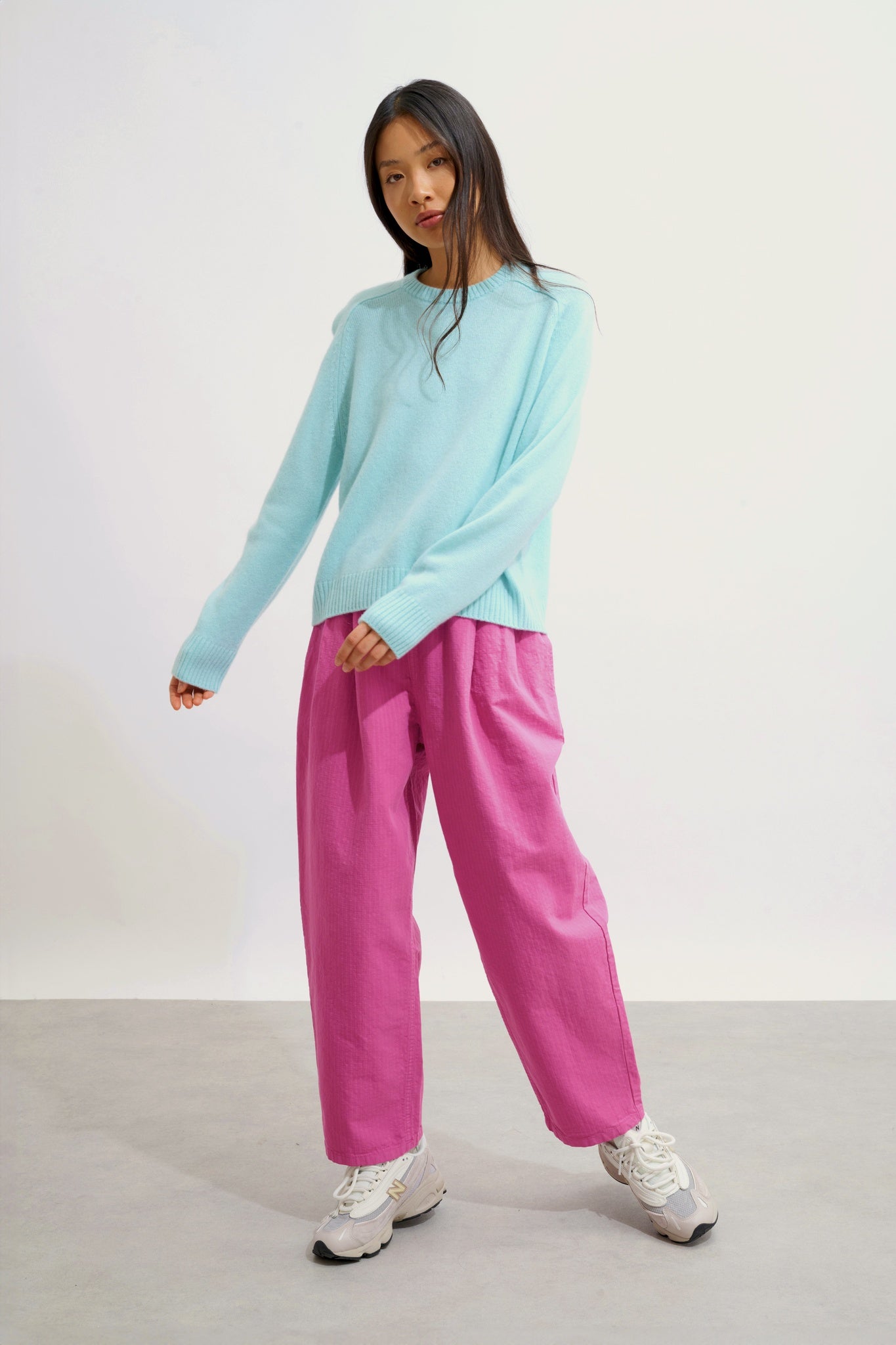 LORENA pull col rond 4 fils vert d'eau 100% cachemire