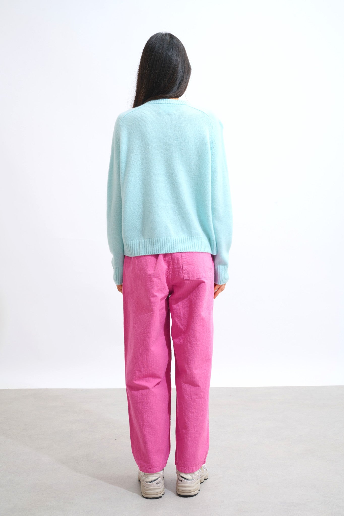 lorena pull col rond 4 fils vert d'eau 100% cachemire