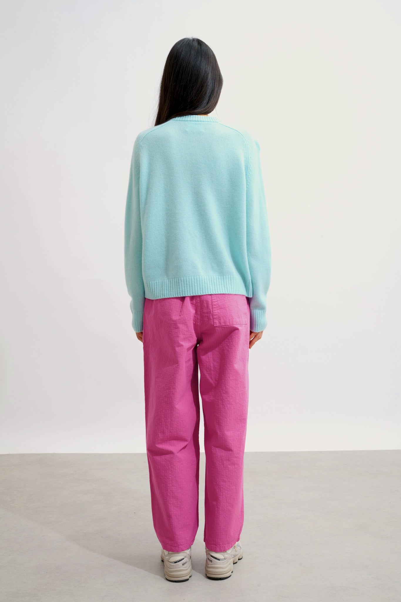 LORENA pull col rond 4 fils vert d'eau 100% cachemire