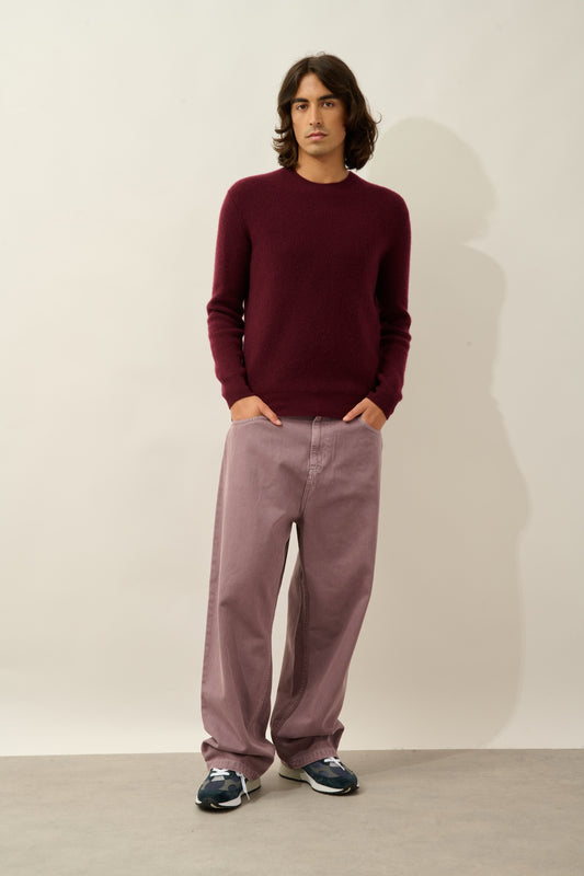 LUFFY pull col rond mûre 100% cachemire