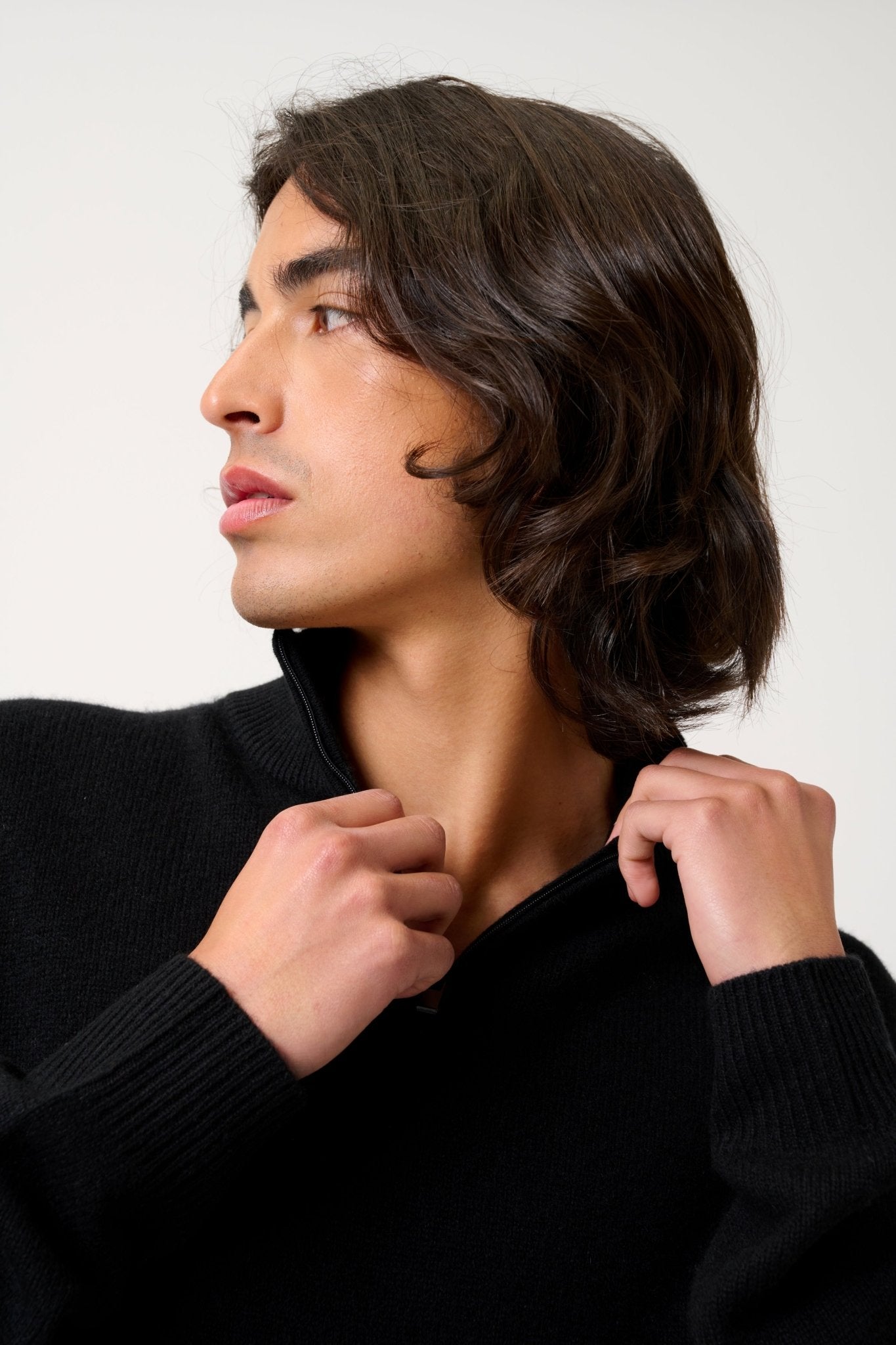 LYNA 4-thread trucker sweater black 100% cashmere