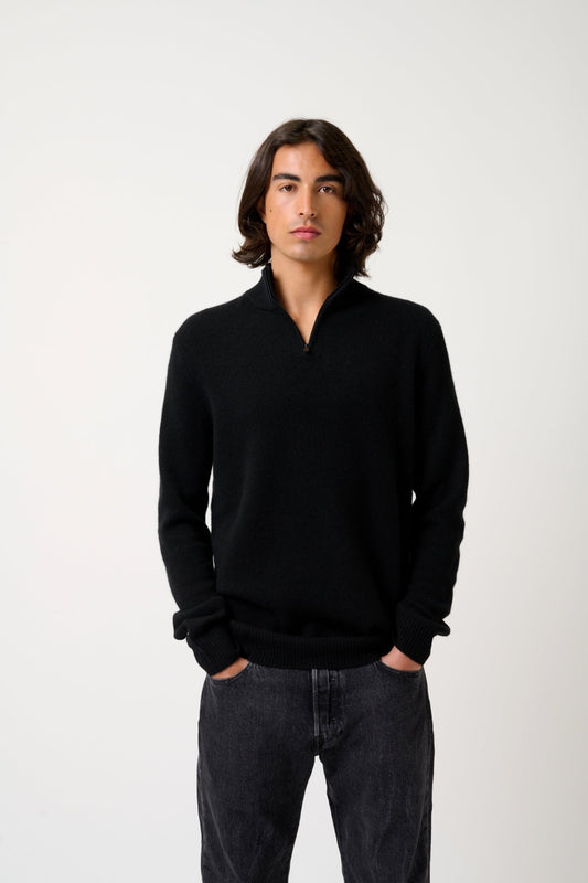 LYNA 4-thread trucker sweater black 100% cashmere