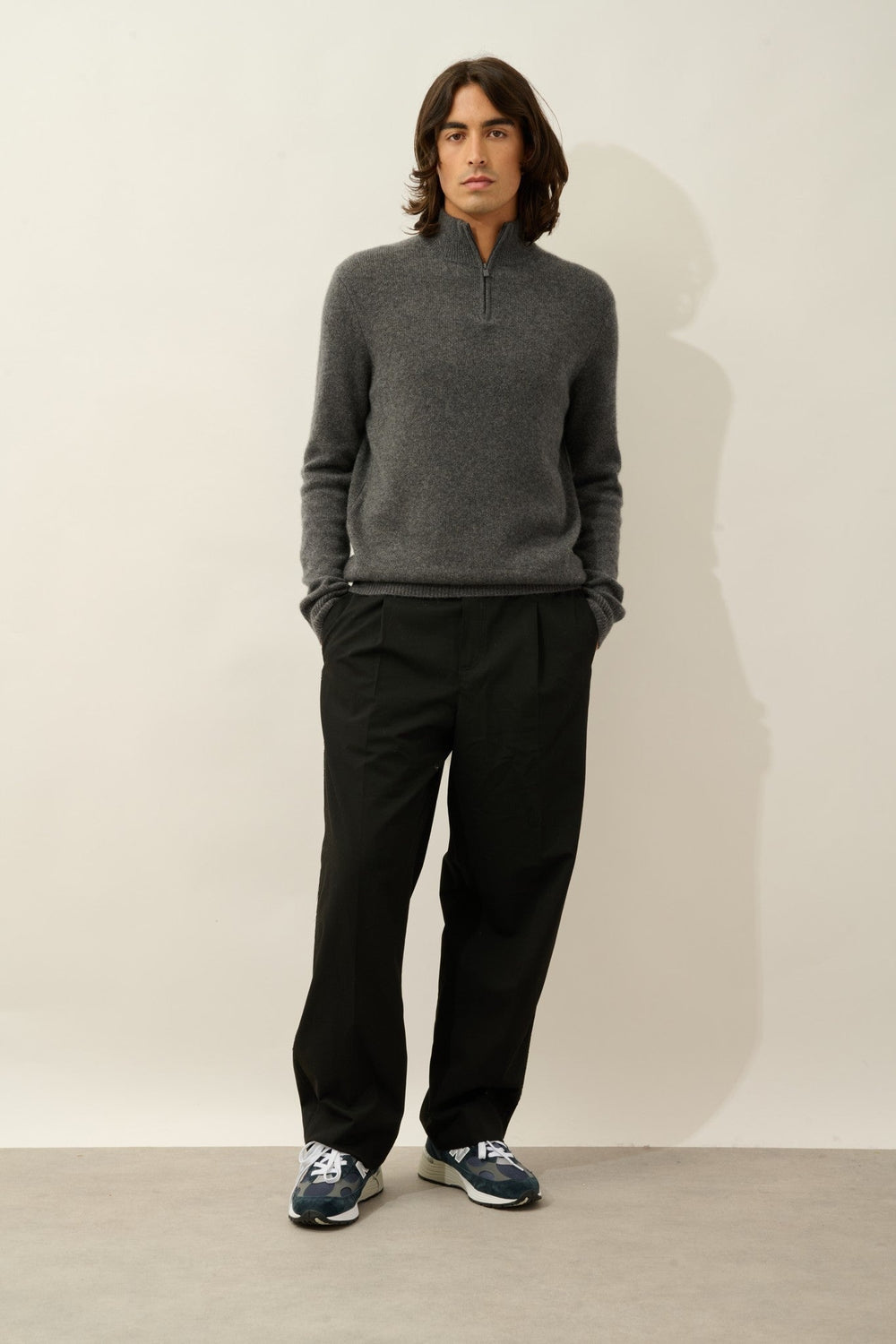 lyna pull camionneur 4 fils anthracite chiné 100% cachemire