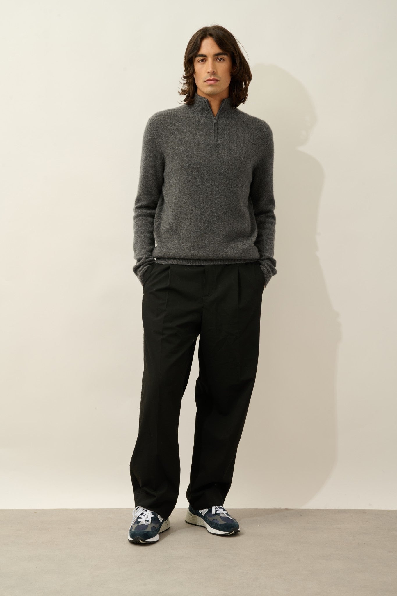 lyna pull camionneur 4 fils anthracite chiné 100% cachemire