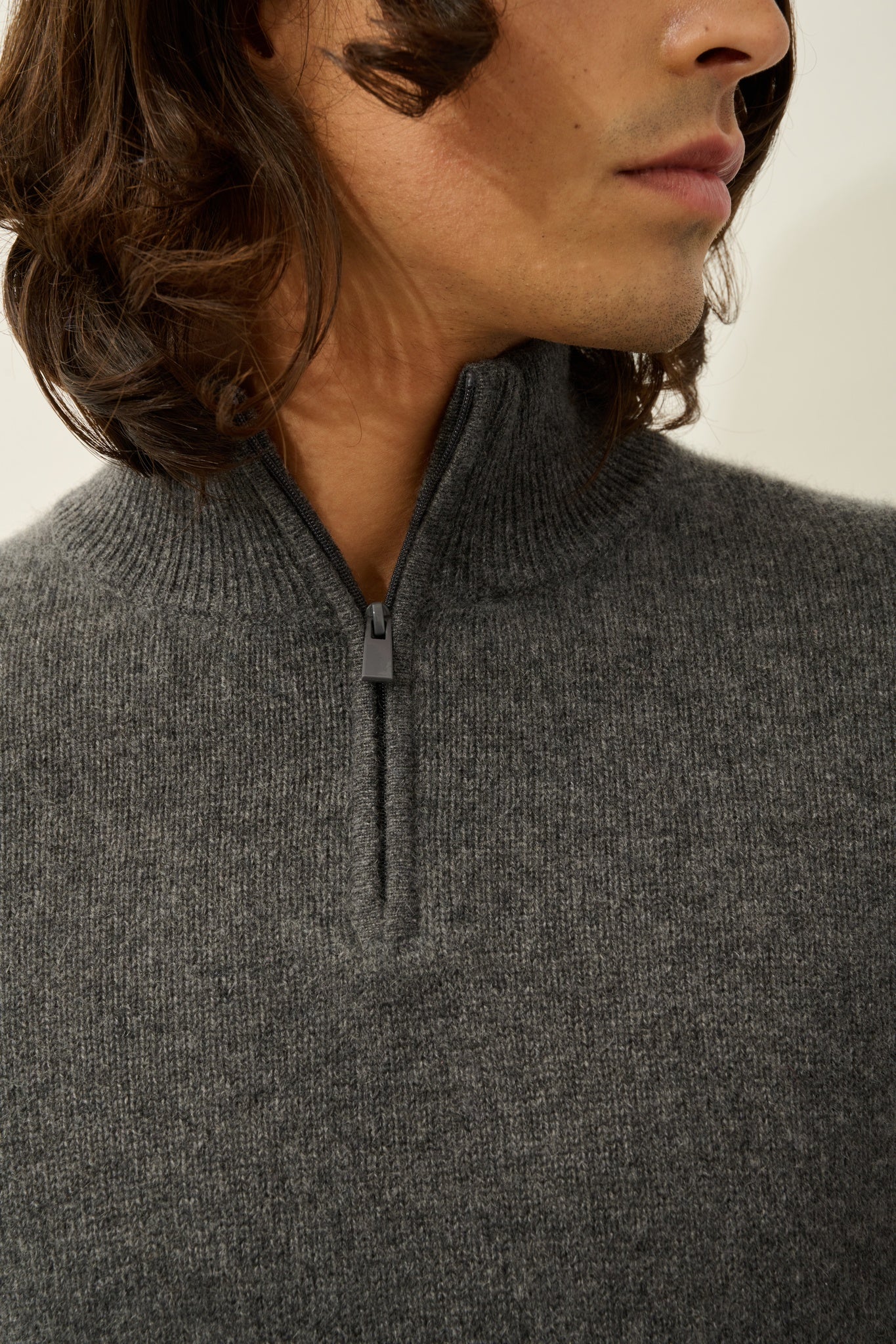 LYNA pull camionneur 4 fils anthracite chiné 100% cachemire