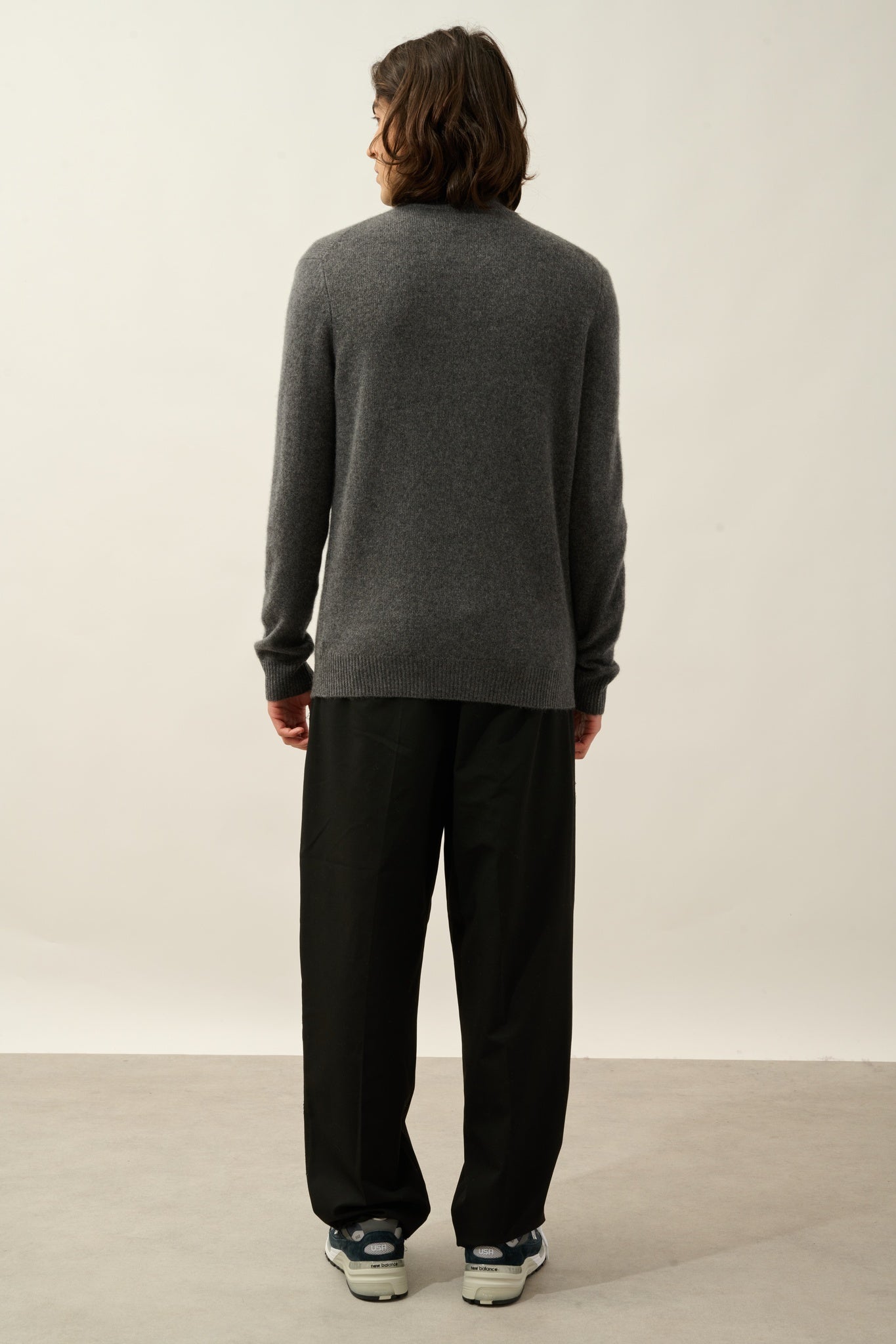 LYNA pull camionneur 4 fils anthracite chiné 100% cachemire