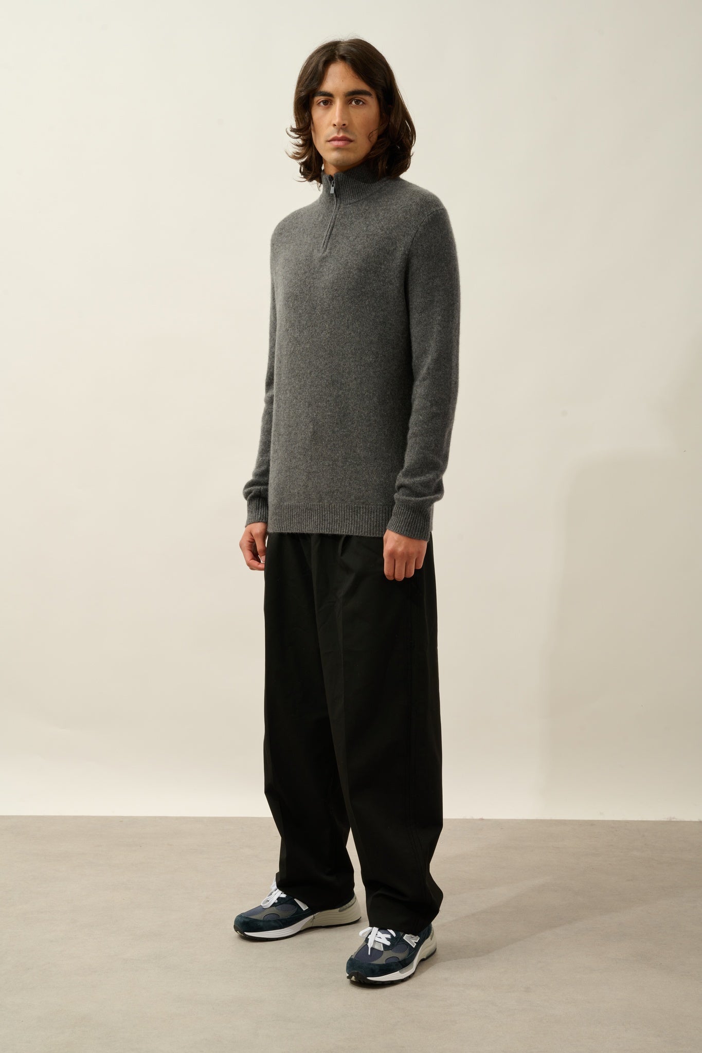 LYNA pull camionneur 4 fils anthracite chiné 100% cachemire