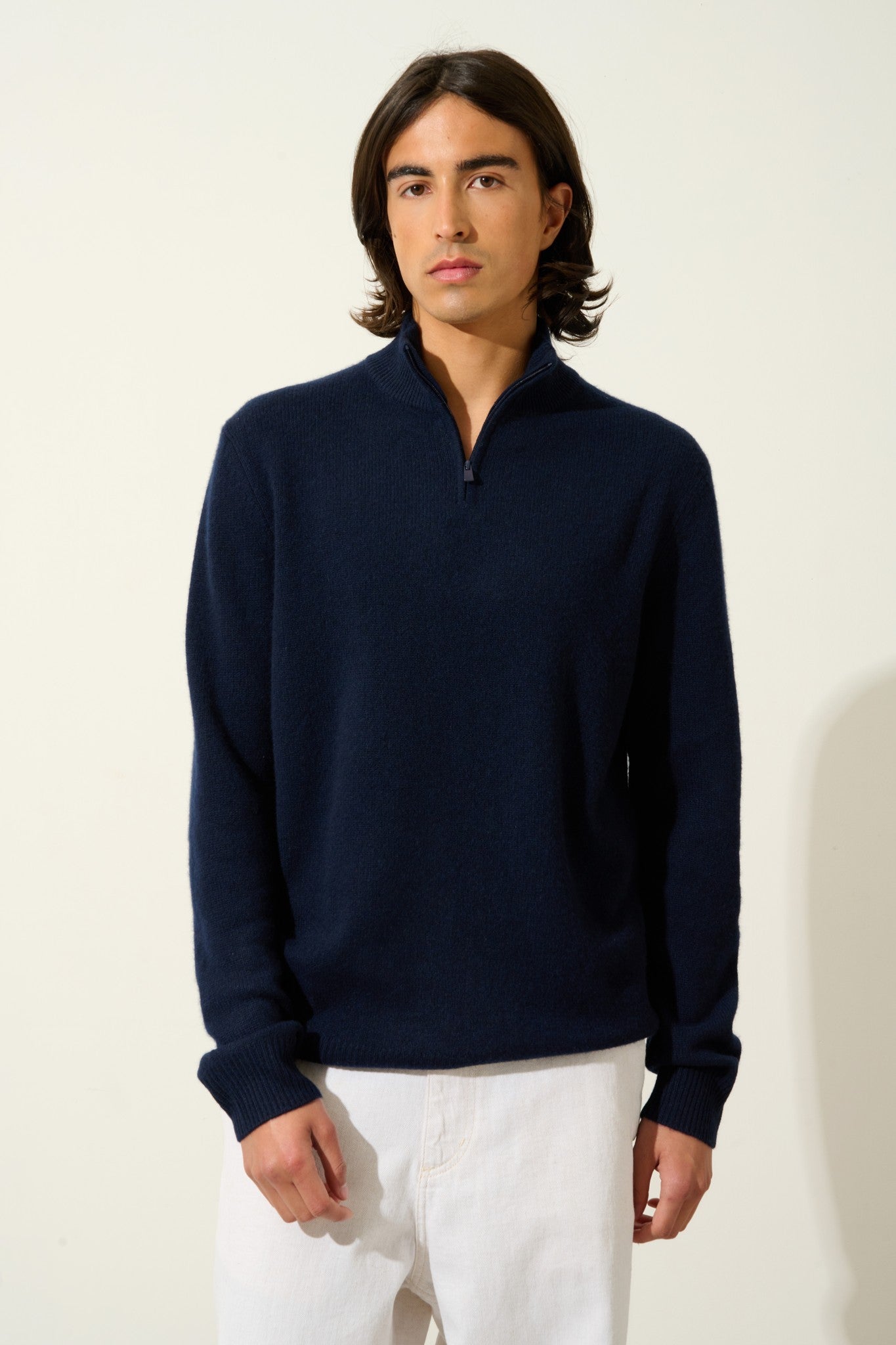 lyna pull camionneur 4 fils navy 100% cachemire