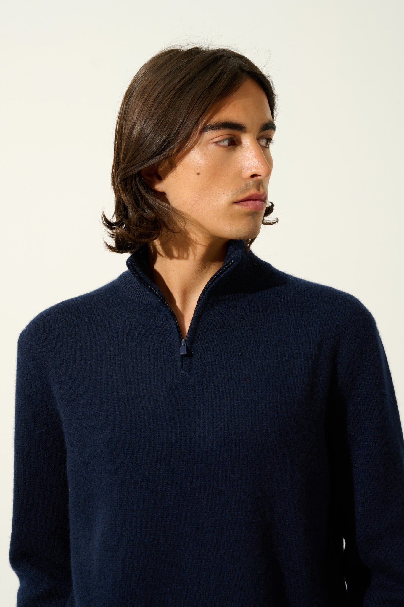 lyna pull camionneur 4 fils navy 100% cachemire