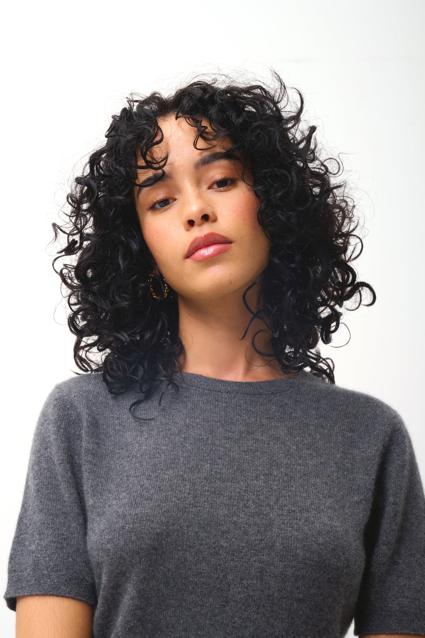 LYNN sleeveless round-neck dress anthracite mottled 100% cashmere