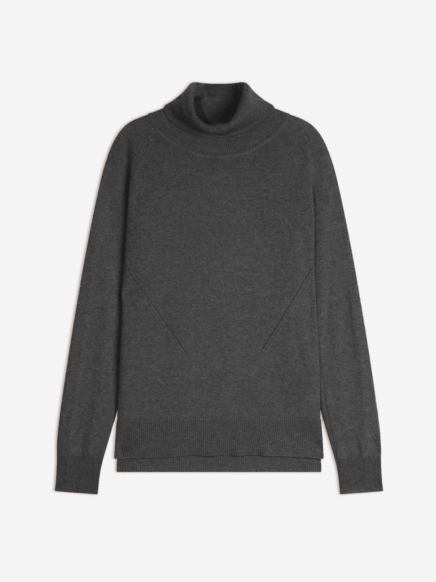 MADELINE pull col roulé anthracite chiné 100% cachemire