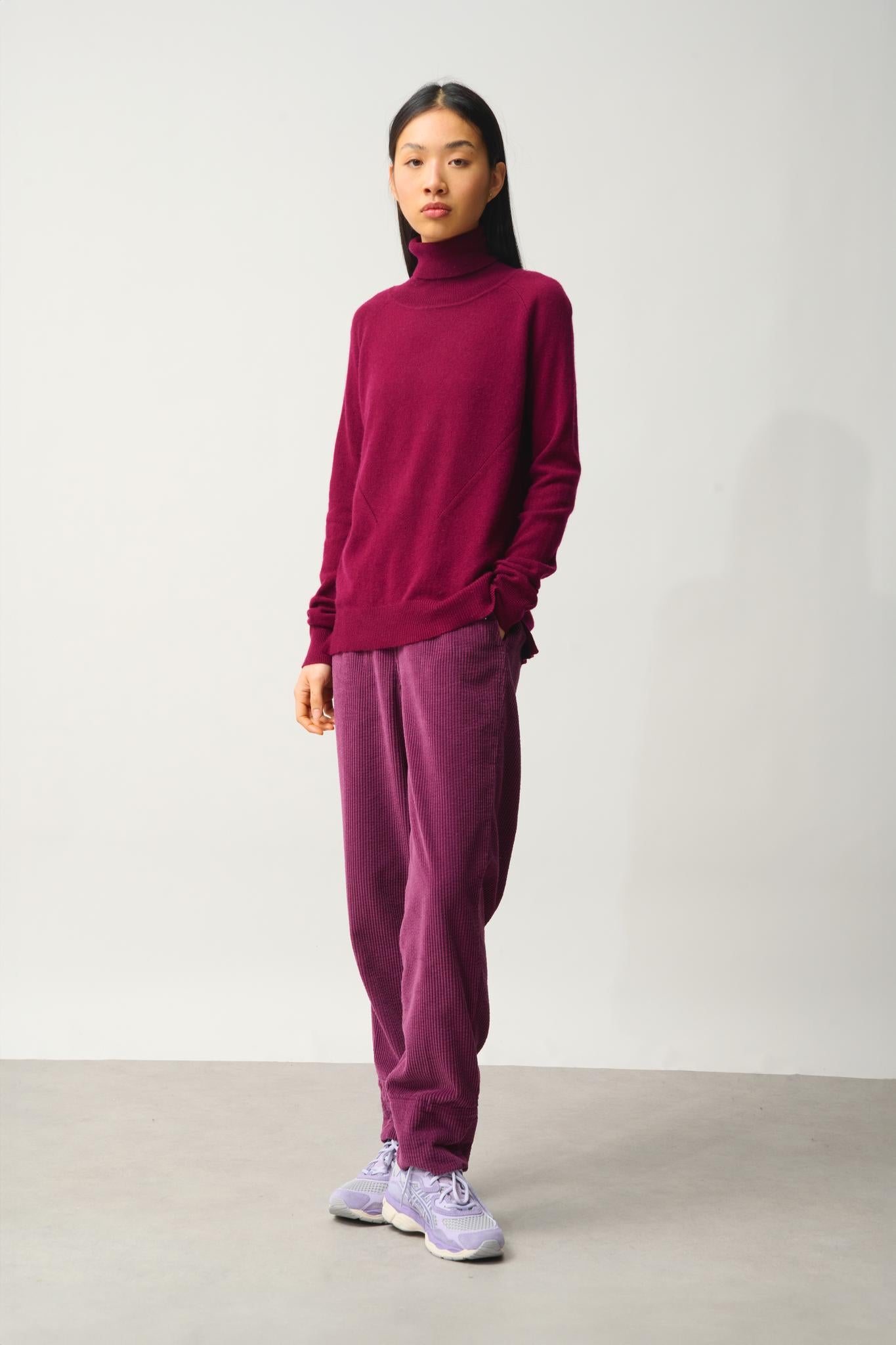 MADELINE pull col roulé bordeaux 100% cachemire