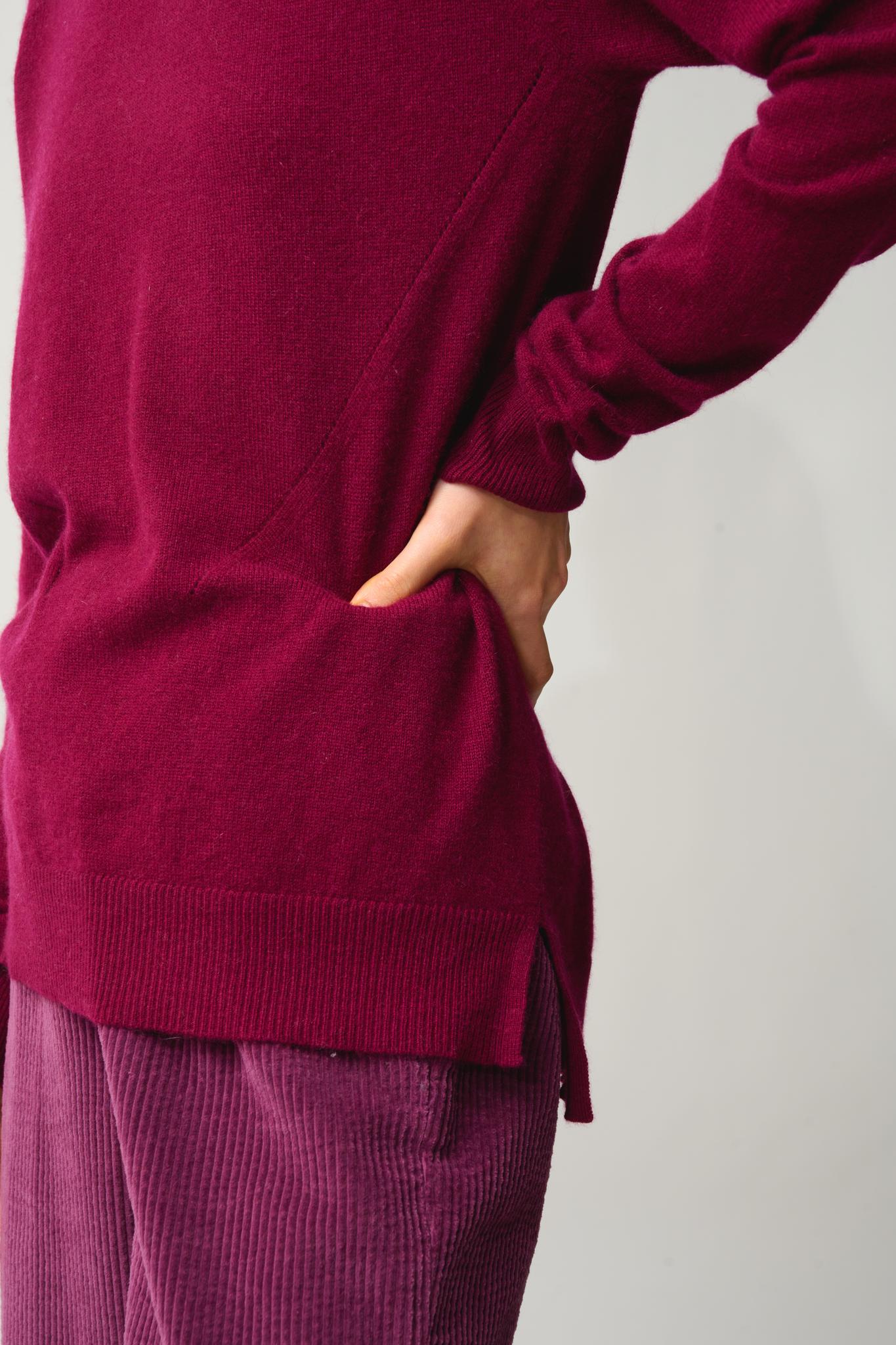 MADELINE pull col roulé bordeaux 100% cachemire