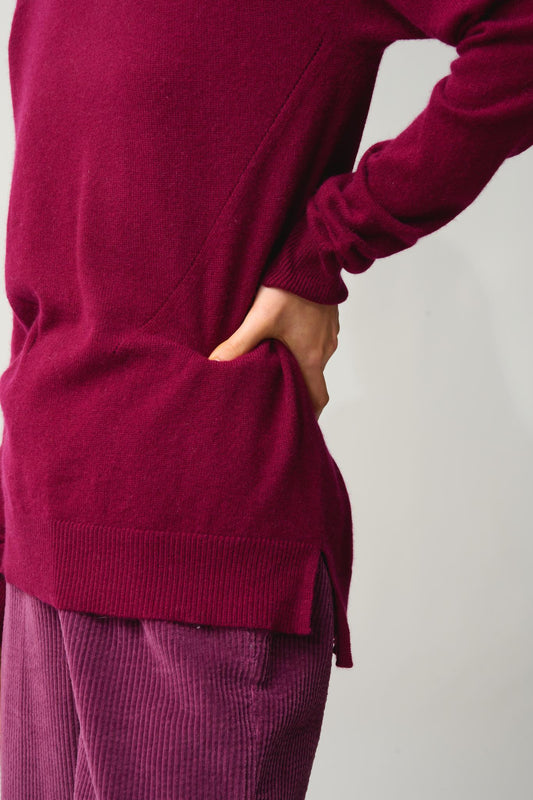 MADELINE pull col roulé bordeaux 100% cachemire
