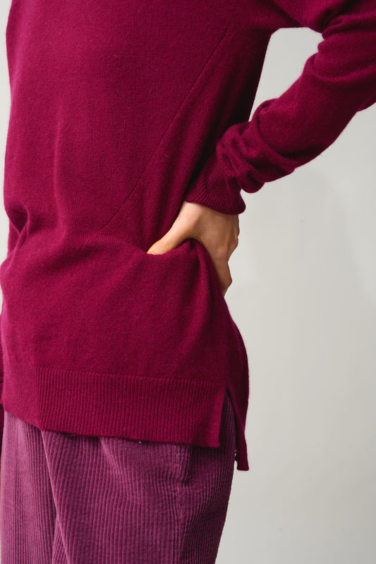 MADELINE Pullover mit Rollkragen in Bordeaux 100% Kaschmir