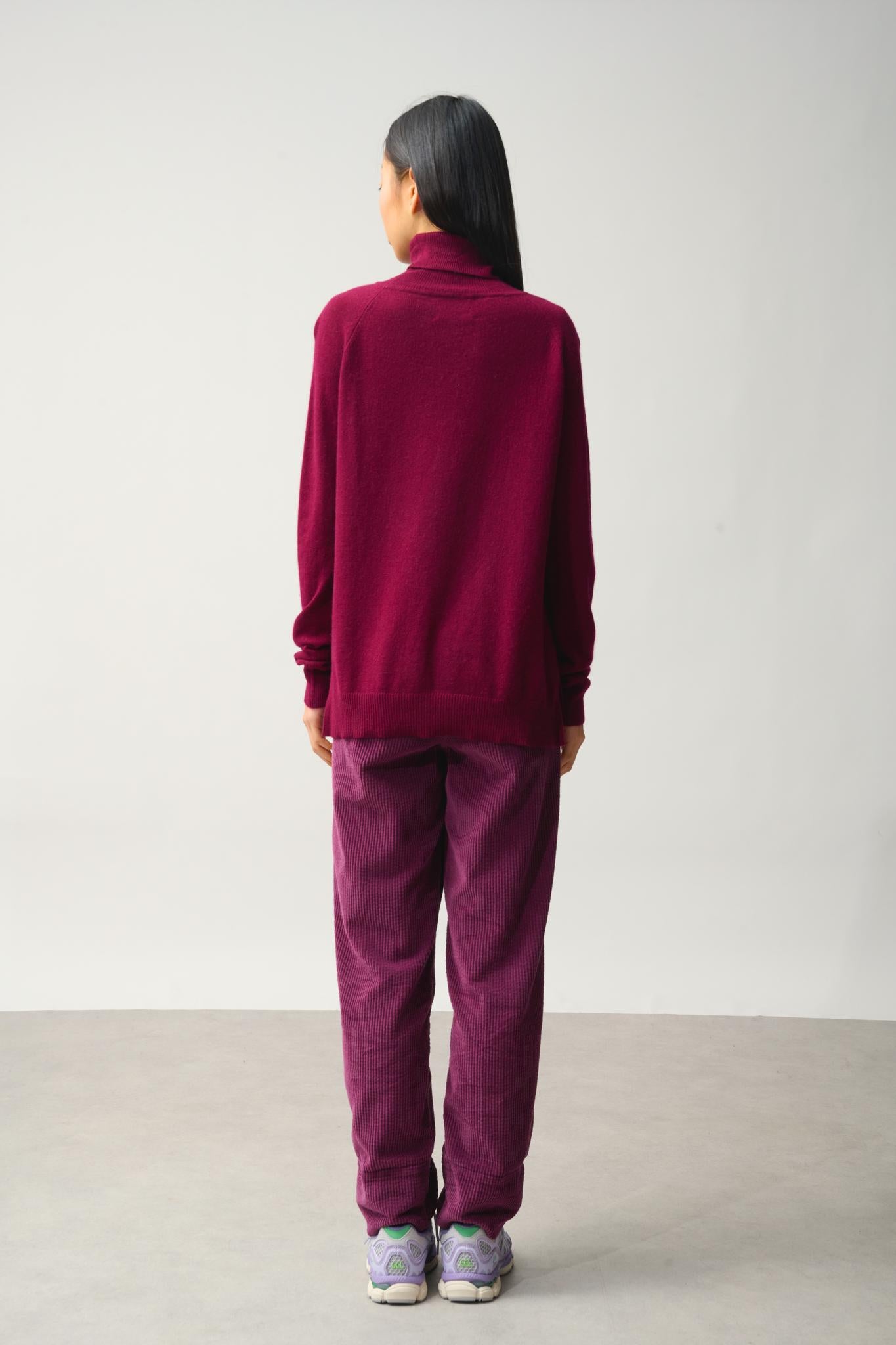 MADELINE pull col roulé bordeaux 100% cachemire