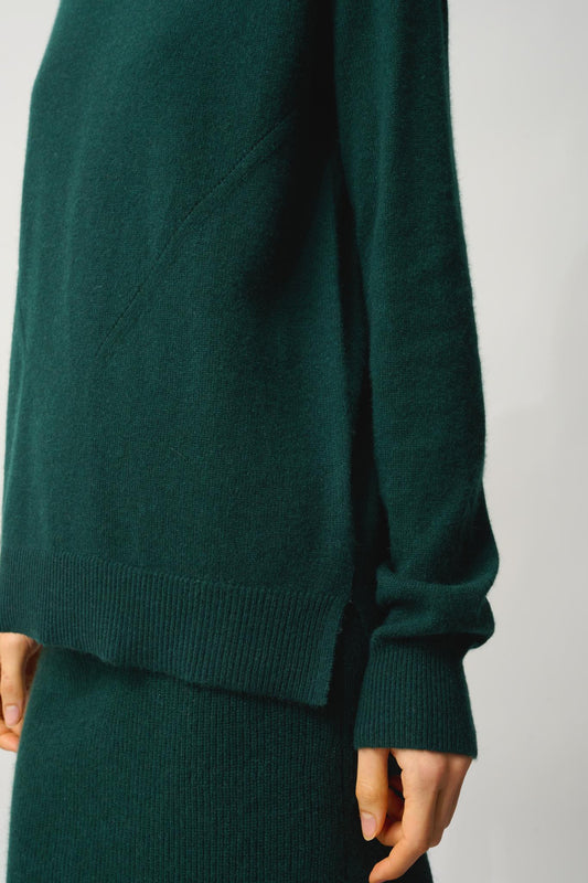 MADELINE pull col roulé cyprès 100% cachemire