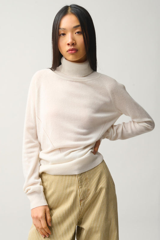 MADELINE Rollkragenpullover Elfenbein 100% Kaschmir