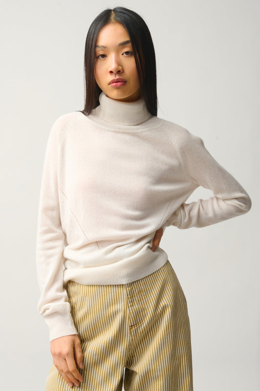 MADELINE Rollkragenpullover Elfenbein 100% Kaschmir