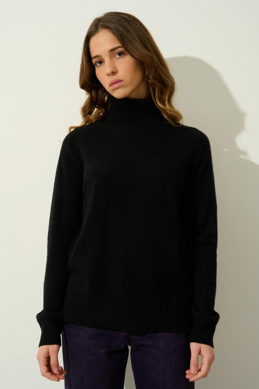 MADELINE black turtleneck sweater 100% cashmere
