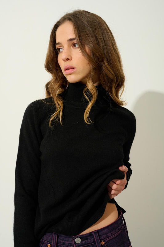 MADELINE black turtleneck sweater 100% cashmere