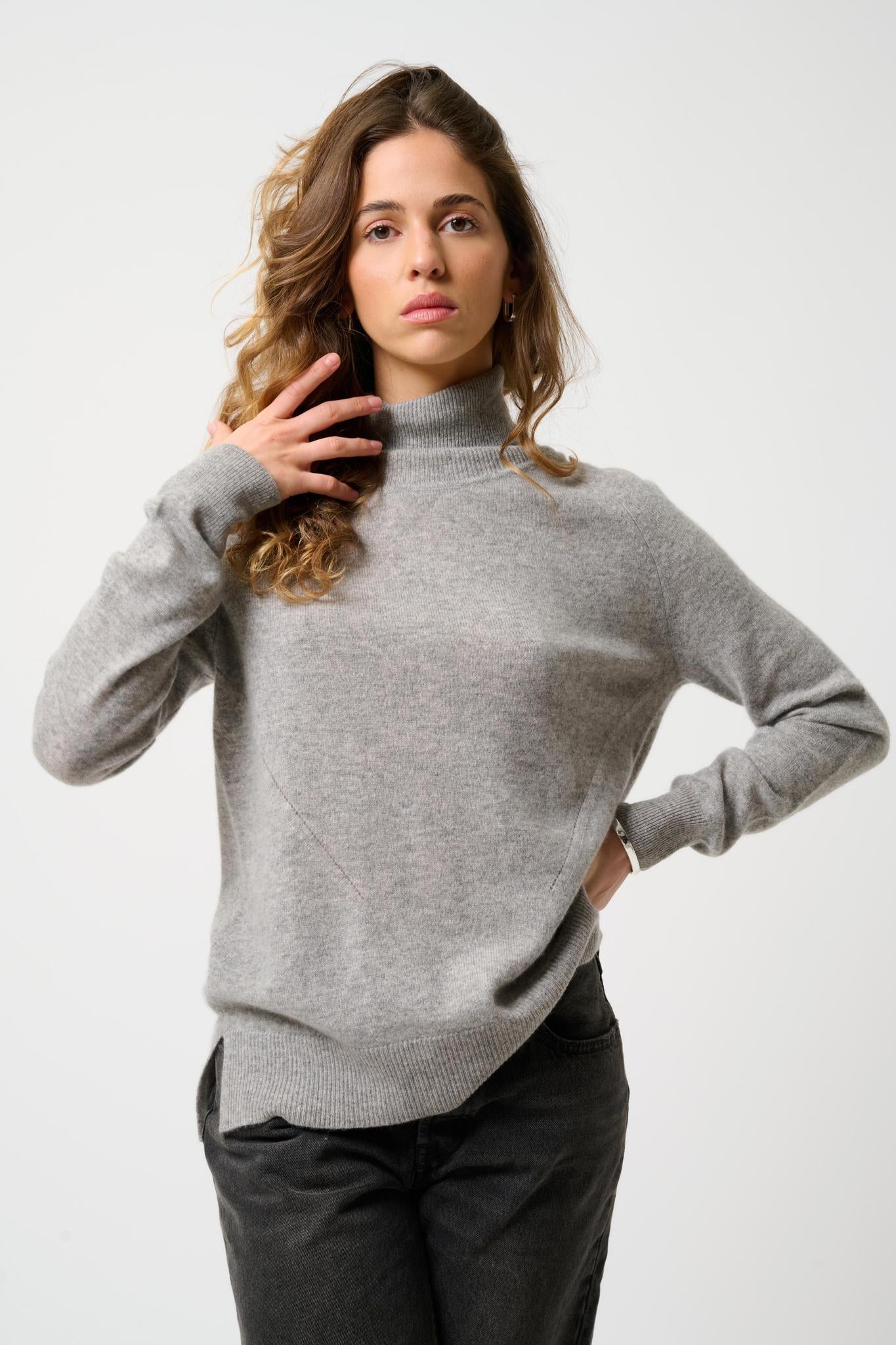 MADELINE Rollkragenpullover Wolke meliert 100% Kaschmir